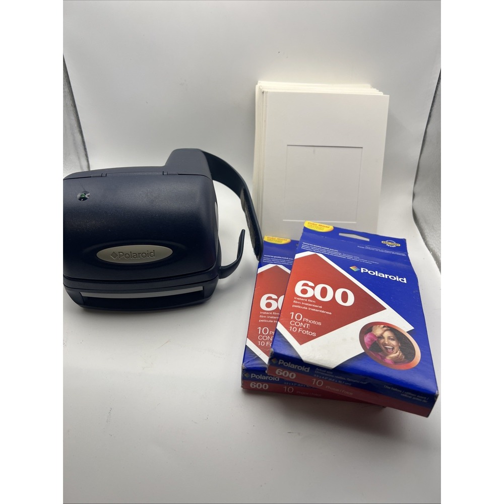 Vintage Polaroid 600 Instant Film Camera Blue Tested Working 2x Film +more